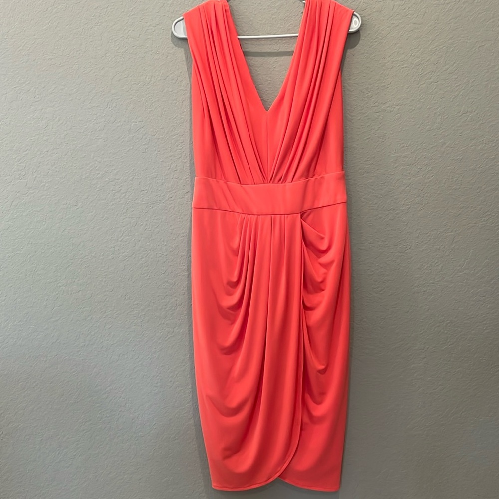 Suzi Chin for Maggy Boutique orange faux wrap dress